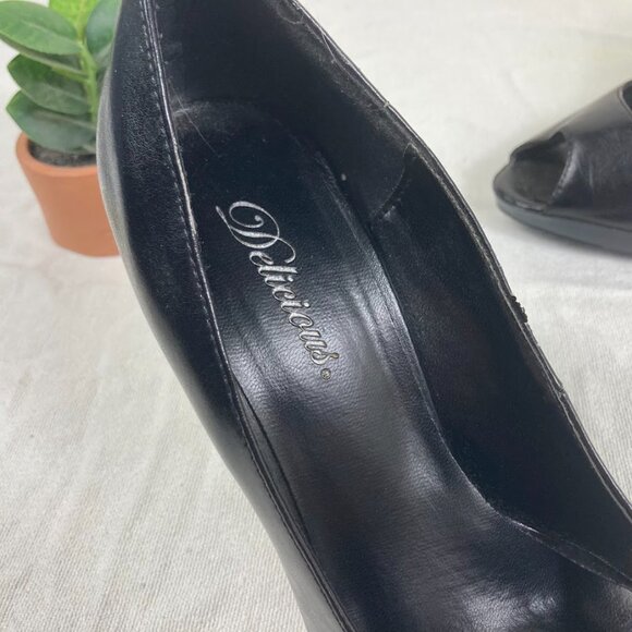 Delicious Black Peep Toe Platform Heels Women’s Size 8.5 Stiletto Pumps - Picture 7 of 7